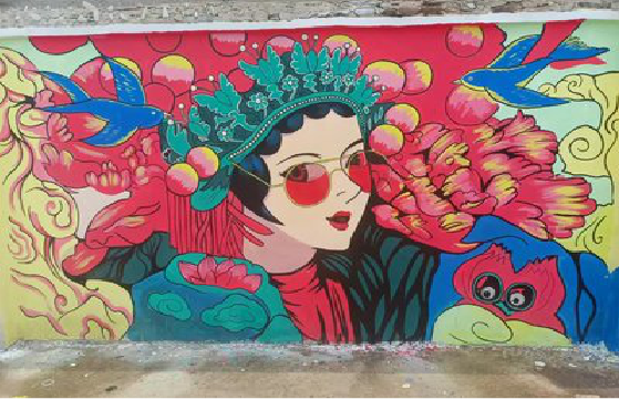 贡山墙体彩绘-网红墙