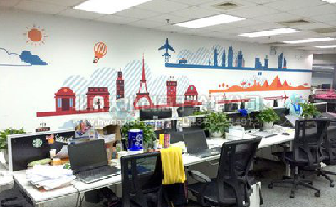 贡山教你设计办公室墙绘的方法。